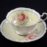 Paragon Double Warrant Yellow Teacup with Rose Bouquet