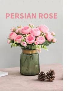 30cm Artificial Rose Pink Silk Peony Flowers Bouquet 5 Big head and 4 bud new