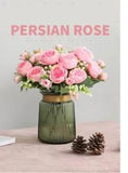 30cm Artificial Rose Pink Silk Peony Flowers Bouquet 5 Big head and 4 bud new