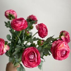 Faux Ranunculus Flower Stem - High Quality Artificial Floral / Wedding / Home Decoration / Gifts / DIY / Pink