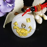 Natural Hetian Jade Peony Flower Pendant 999 24K Yellow Gold Pendant Gift ??????????