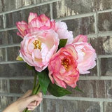 Peony Bouquet | Peony Stem | High Quality Artificial Flower | DIY | Floral | Wedding/Home Decor | Gifts - Light Pink - Coral Pink