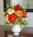 American Atelier "Athena" 5166 Ironstone Stoneware With Silk Peony Arrangement