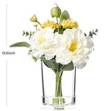 Artificial Flowers in Vase White Silk Peony Rose Mixed Flower Arrangements