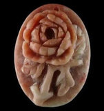 A05602# Hand Carved Cameo Unique Peony Flower Amazonite Pendant Bead Gemstone