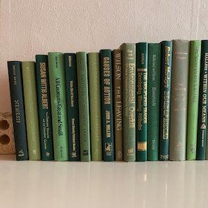 Green decorative books, green home decor books,green book decor, green bookshelf decor, green shelf staging prop books, green books by color