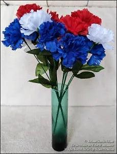 2 FOURTH 4TH OF JULY FLORAL CARNATION FLOWER BOUQUET RED WHITE BLUE PATRIOTIC