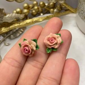 floral artisan earrings rose earrings |floral clay earrings |handmade earrings| pink earrings |floral bouquet earrings|rose earrings