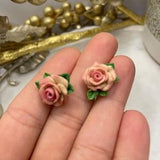 floral artisan earrings rose earrings |floral clay earrings |handmade earrings| pink earrings |floral bouquet earrings|rose earrings