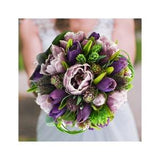 Bridal or Bridesmaid Bouquet - add Groom Groomsman Boutonniere - Lavender Peonies Purple Tulips Succulents Thistle - Add Flower Crown Arch