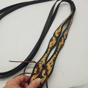 Yellow Sunflower- Tooled Split Reins