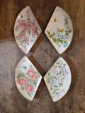 1982 Kyoto Blossom Plates Handpainted Set Of 4 peony plum camellia morning glory