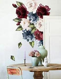 Murwall Peony Floral Wall Decal Pink Rose Wall Sticker Pink Flower