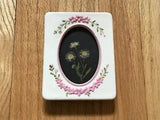 Pressed Flowers On Black Paper In White Ceramic Frame 3.5 X 4.5???