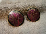 Vintage Isle Of Skye Enamel Earrings Post Pierced Lily