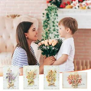 Mother's Day Carnation Dried Flower Greeting Card Mother's Day Birthday Card New