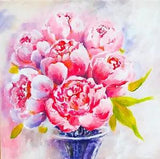 Original Acrylic painting Peony Painting Bright Pink Peonies Handmade gift 8???8