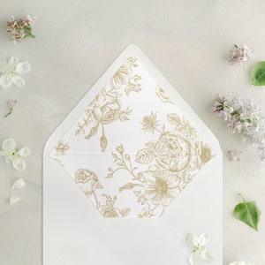 Flower Bouquet Modern and Neutral Summer Roses Envelope Liner for A7 Euro / Pointed Flap Wedding Invitation Envelopes