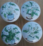 Cabinet Knobs w/ Potted plants Callalily Lily Flower