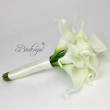 CHOOSE RIBBON COLOR - White Calla Lily Bouquet, Ivory Calla Lily Bouquet, Real Touch Calla Lily Bouquet, Wedding, Bridesmaid, Ivory Calla