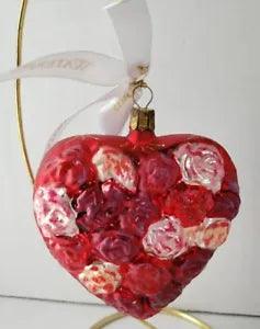Waterford Heirlooms Christmas Tree Ornament Carnations Heart Flowers Glass