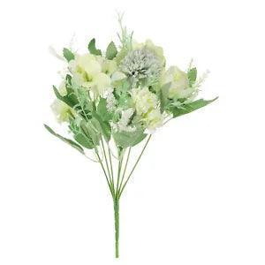 7 Branch Artificial Silk Peony Hydrangea Fake Flower with Stem, Green