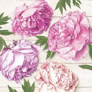 Decoupage Paper Napkins Peonies Garden Spring Flowers Pink -Two Luncheon Napkins