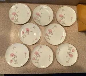 Royal Court Pink Carnation Fine China Gold Rim Salad/Desert Plate 7.5"  Set of 8