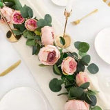 2pcs Artificial Flowers Garland Eucalyptus Garland Peonies Vintage Pink