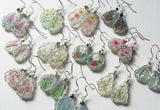 Wildflowers Hand painted English sea glass floral earrings - choice dangle stud