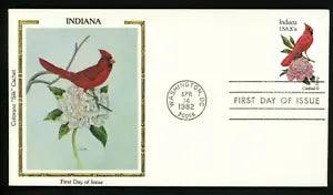 First day of issue collectible envelope with cardinal and peony bird-and-flower stamp