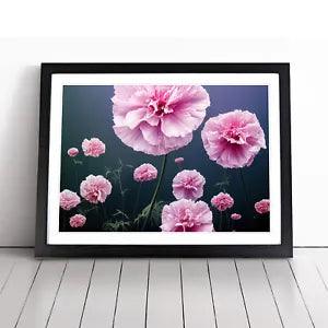 Gleeful Carnation Flowers Framed Wall Art Poster Print Home Decor Picture Large