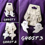 1 Pair -Halloween Earrings- Nickel Free- Ghosts, Pumpkins, Sunflowers- Skulls, Coffins, Bats, Witches Hats