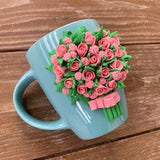 Roses Coffee cup, Mug with Roses, Mug for mother, Mug with a bouquet, Polymer clay Roses, Realistic polymer Roses