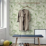 Herbal French wallpaper, Removable wall mural, Peel and stick, self adhesive, reusable green wallpaper, botanical wall decor #374