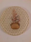 Vintage  Round Hot Plate Trivet Pot Stand Hard 70s Pressed Flowers Resin Hot...