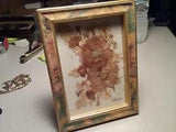 VINTAGE  FRAMED DRY DRIED FLOWERS ARRANGEMENT CONVEX signed E. Singer? 6"x5"