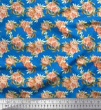 Soimoi Cotton Poplin Fabric Leaves & Peony Floral Printed Fabric-nlC