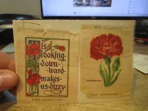2 Antique Old Silk Ribbon Bookmark ZIRA Cigarettes Advertising Carnation Flower