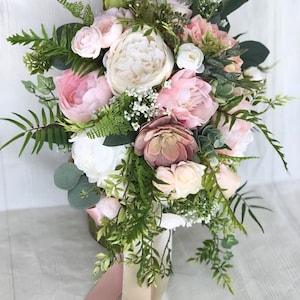 Wedding bouquet, Blush bouquet, Champagne & Blush bridal bouquet, Cascade bouquet, Mauve bouquet, Greenery bouquet,Bridal bouquet,Dusty Rose