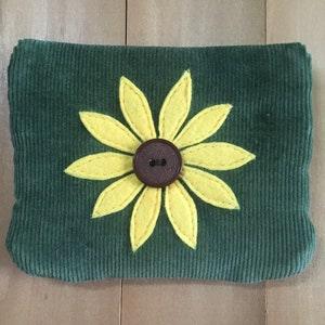 Sunflowers, Medium Green, Small Pouch