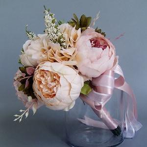 Bridal Bridesmaids Ivory Blush Champagne flower Bouquet,wedding bouquet,Wedding Engagement Favors,destination Bouquet,bride And Groom Gift