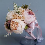 Bridal Bridesmaids Ivory Blush Champagne flower Bouquet,wedding bouquet,Wedding Engagement Favors,destination Bouquet,bride And Groom Gift