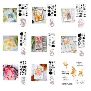 Flower Peony Daisy Vine Rose Leaves Clear Stamps Cutting Dies Scrapbooking Craft