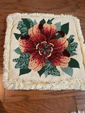 Needlepoint Pillow Tiger Lily Fringe ~15x15??? Wo Fringe