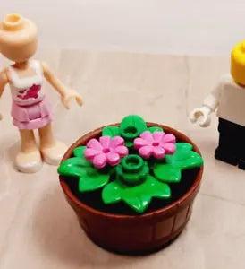 New LEGO Planter Half Whiskey Barrel Plants Water Pond Lily Pad Plants Pink Flow