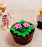 New LEGO Planter Half Whiskey Barrel Plants Water Pond Lily Pad Plants Pink Flow