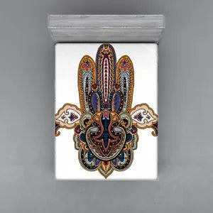 Eastern Hamsa Fitted Sheet Cover with All-Round Elastic Pocket in 4 Sizes