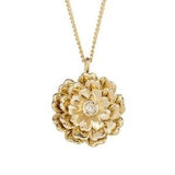 Gold Rotating Peony Flower Pendant