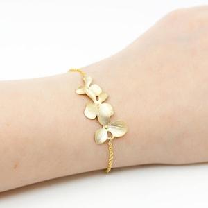 Gold-plated bracelet, blossoms, orchids, flowers, wedding jewelry, bridal jewelry